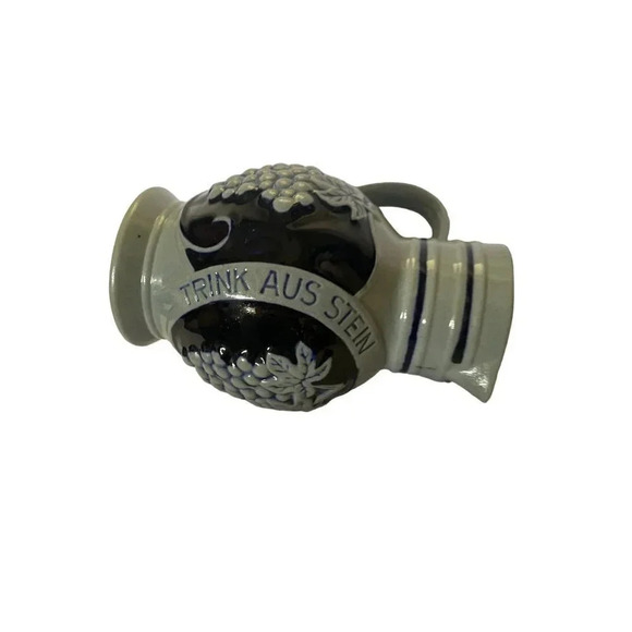 1 Liter Wine Pitcher German Glazed Blue Gray Trink Aus Stein Den Edlen Wein VGUC - Picture 7 of 14